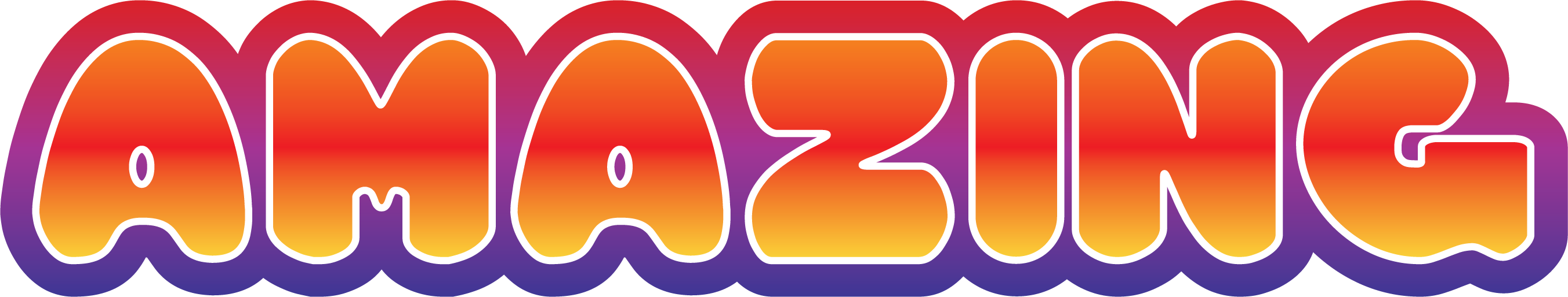 design of the word amazing in orange blend with red and purple blend outline