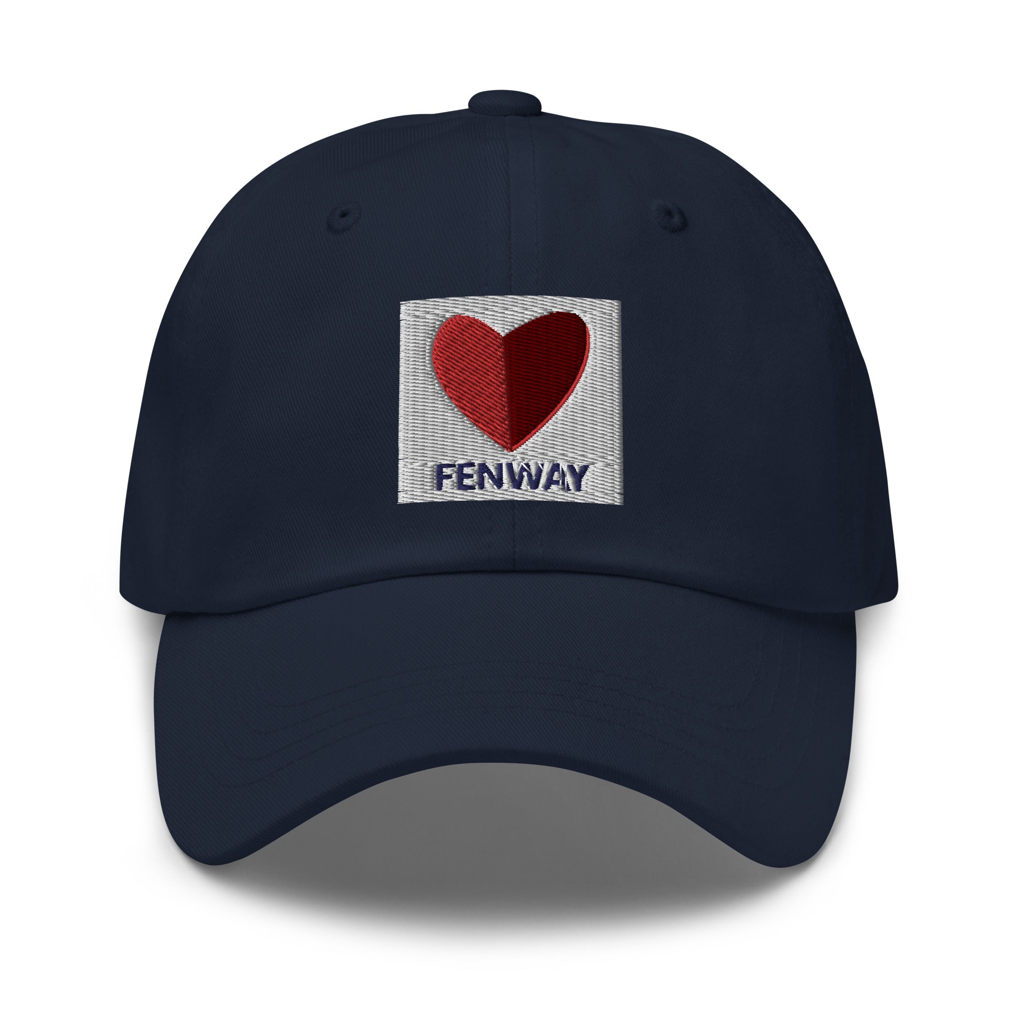 photo of graphic of the citgo sign boston fenway as a heart embroidered on baseball hat