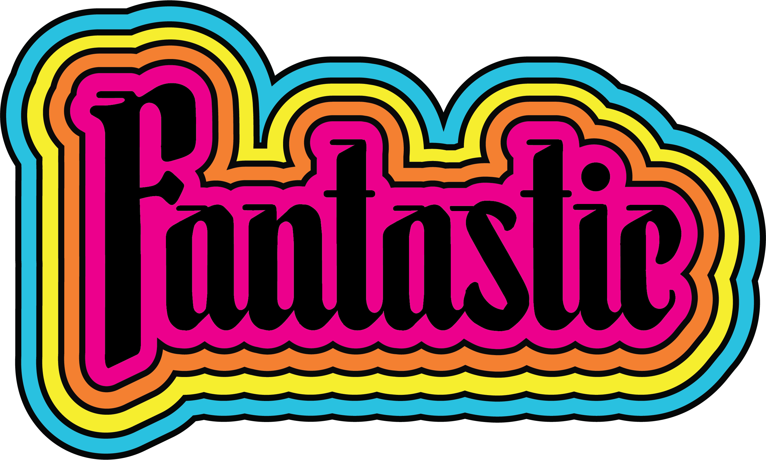 the word fantastic with rainbow design around it