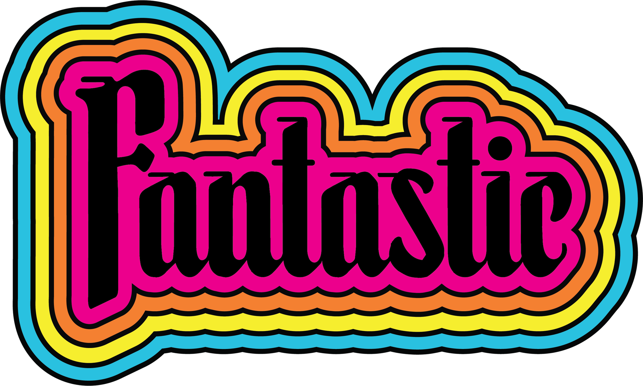 the word fantastic with rainbow design around it