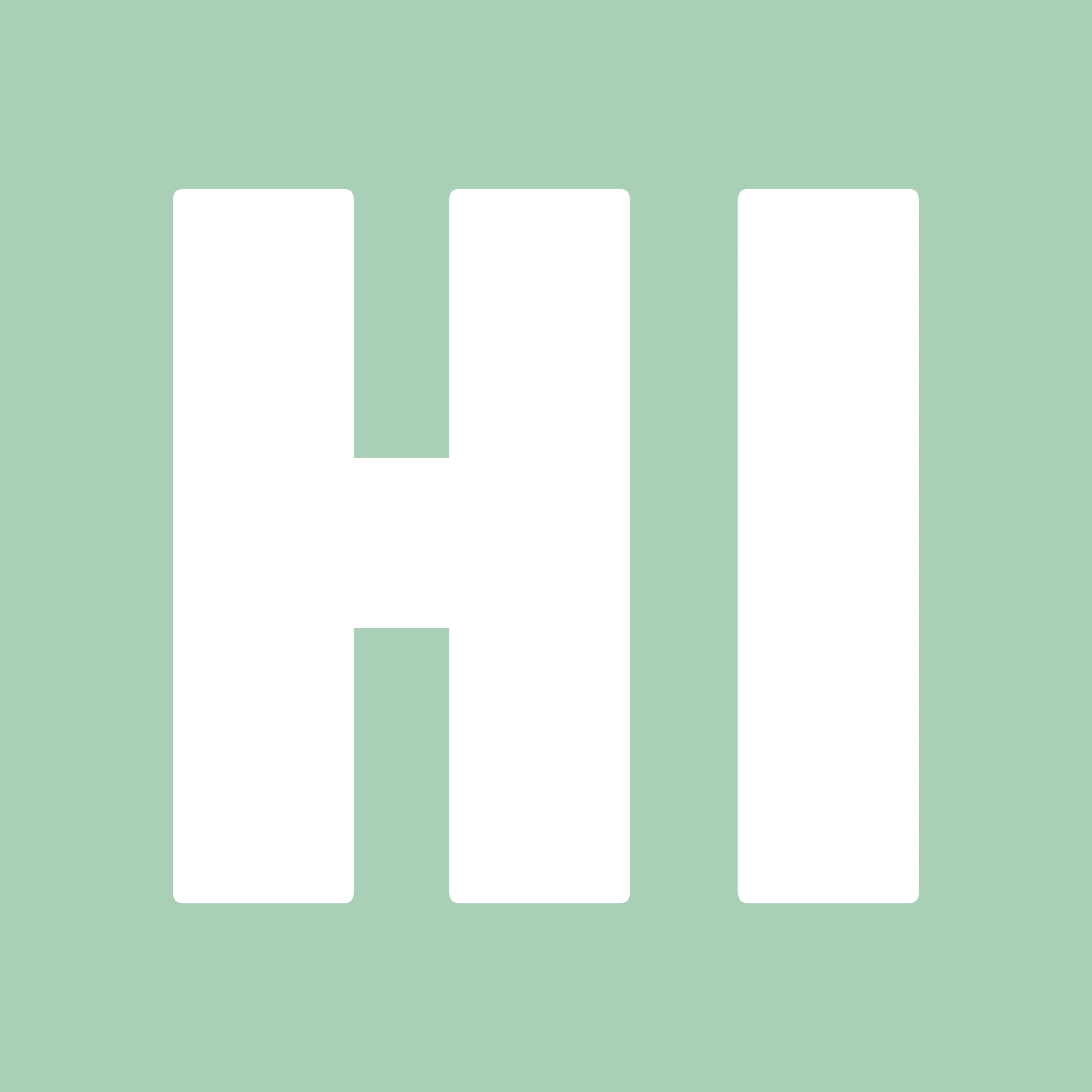 the word HI on light green background