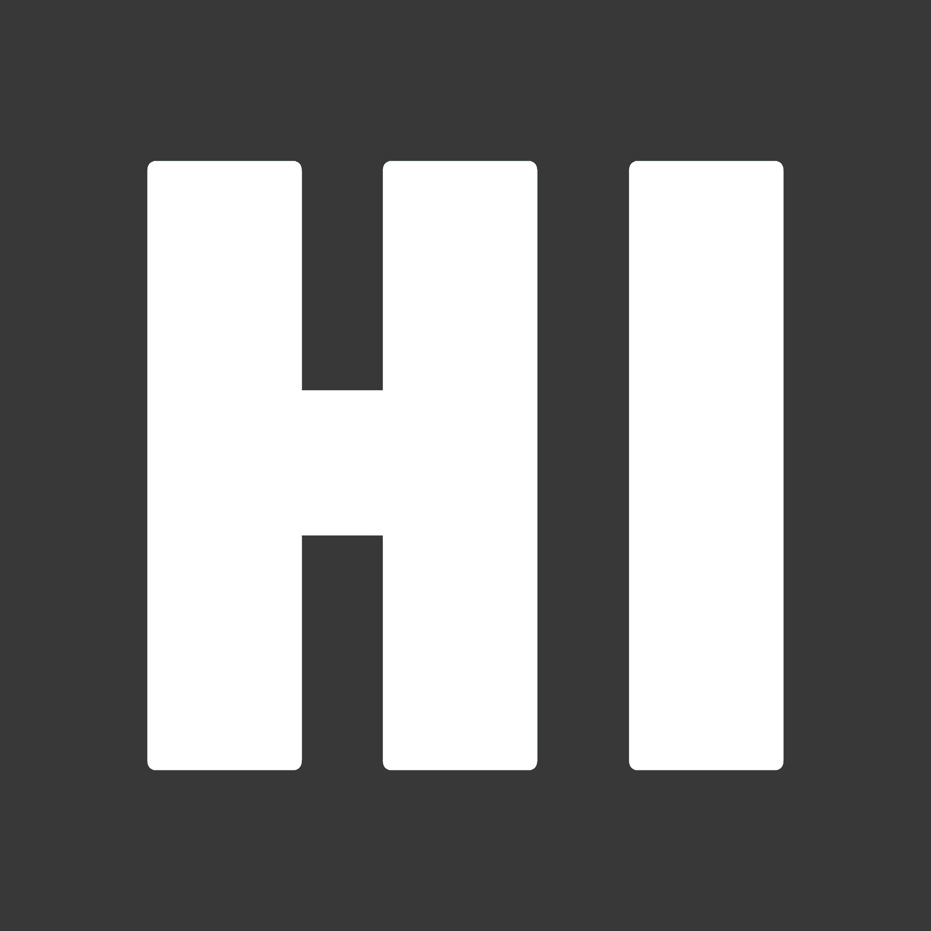 the word HI on black background