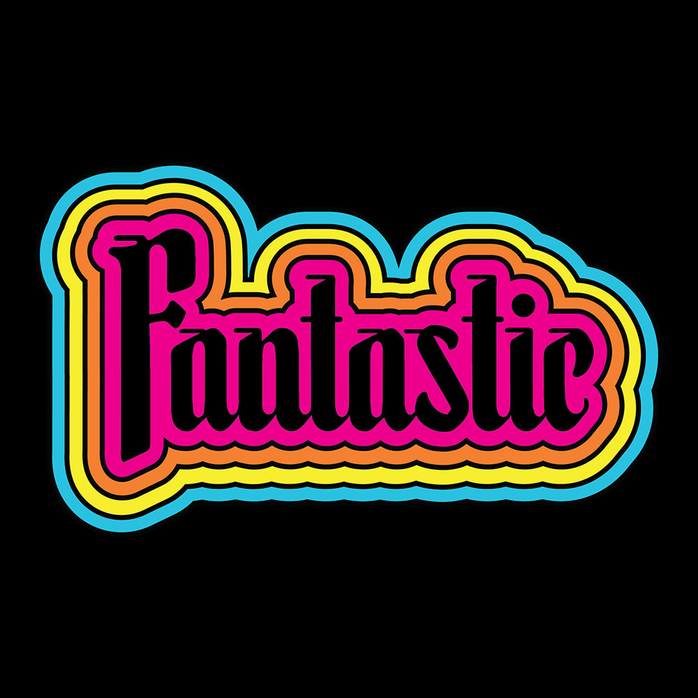the word fantastic with rainbow design around it
