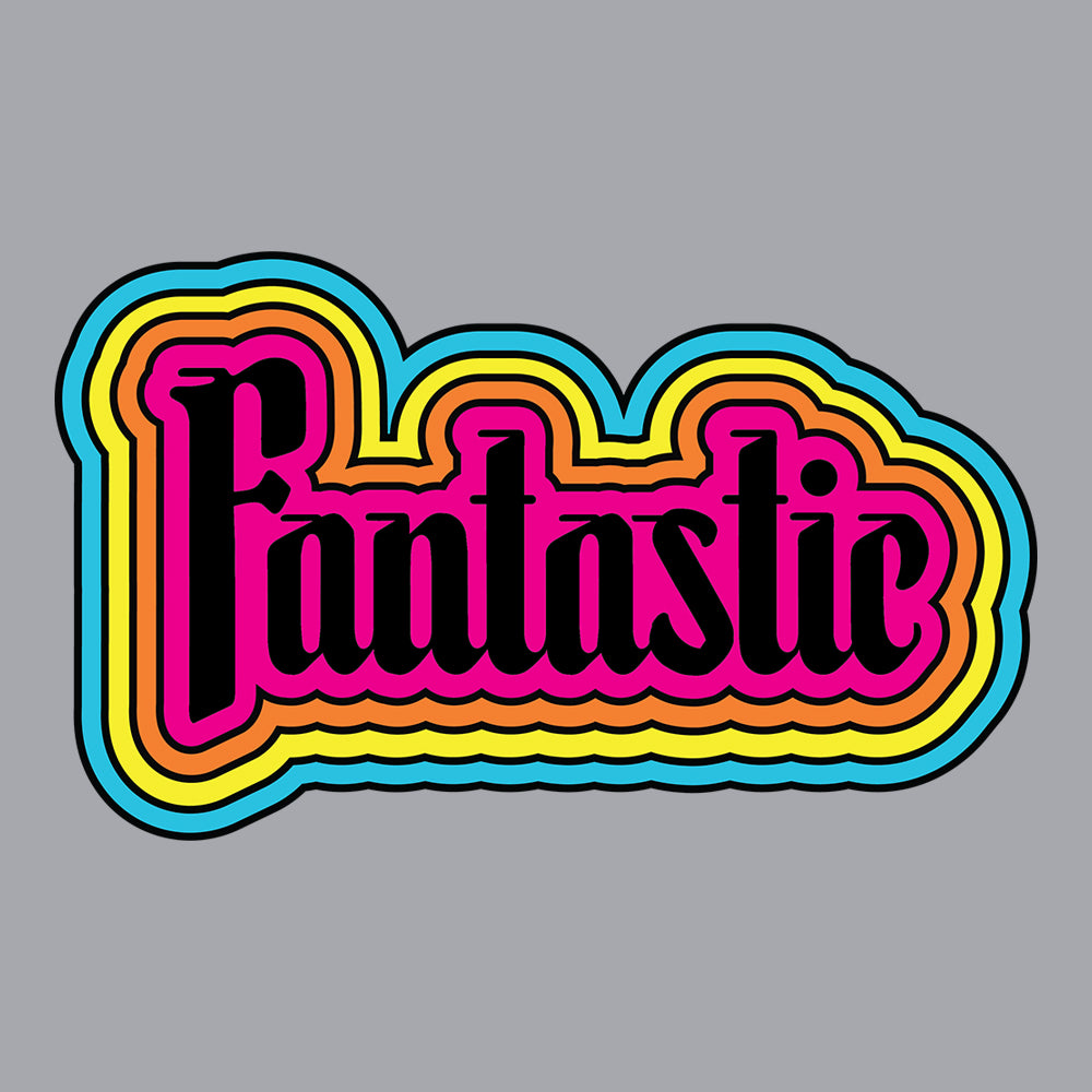the word fantastic with rainbow design around it