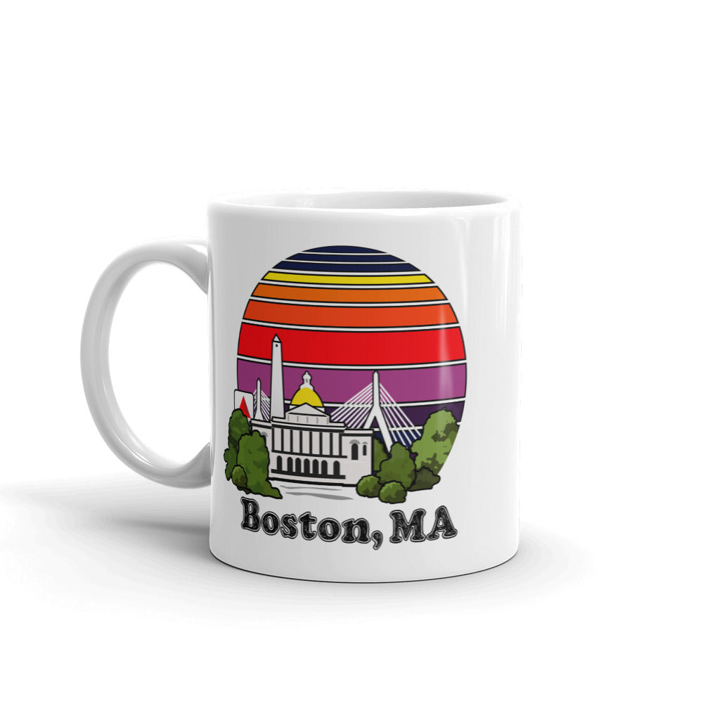 11oz mug with Design of the boston ma skyline with citgo, zakim, statehouse and bunker hill